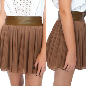 Umgee Brown Pleated Chiffon Skirt